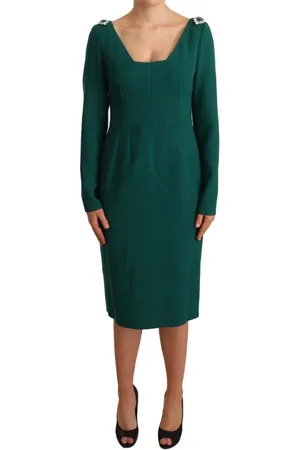 Dolce & Gabbana Emerald Stretch Crepe Kristal Jurk