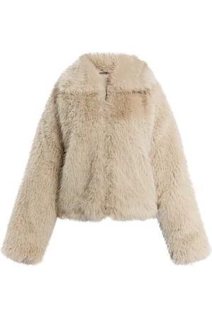 Dreimaster Geweven bontjas Dames Crèmebeige