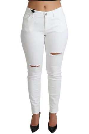 Dolce & Gabbana Gescheurde Skinny Denim Katoenen Stretchjeans