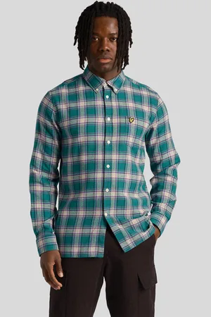 Lyle & Scott Geruit flanellen overhemd met lange mouwen