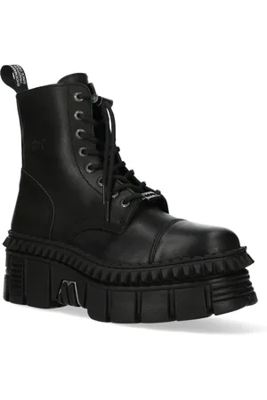 New Rock Zwarte leren laarzen-WALL083CCT-S6