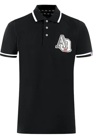 Aquascutum AQ 1851 Embroidered Tipped Black Polo Shirt