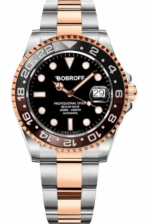 BOBROFF Unisex Horloge Automatisch Zwart & Roségoud