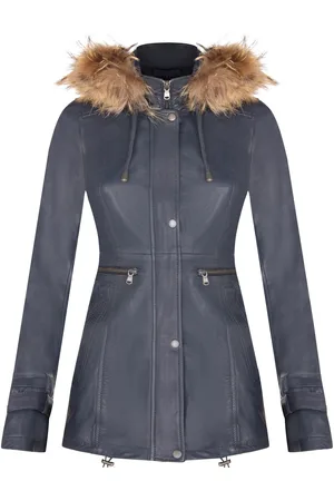 Infinity Dames warm leren parkajack met capuchon-Northwich