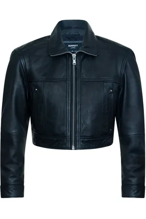 Infinity Cropped leren bikerjack voor dames - Dubai