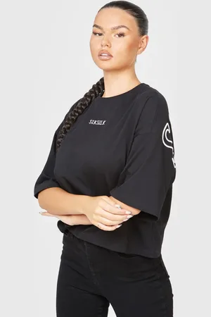 SikSilk Dames Branded Cropped T-shirt in
