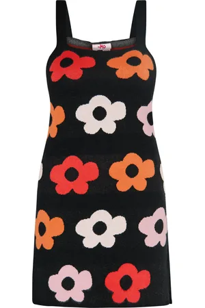 myMo Jurk Dames Zwart Veelkleurig
