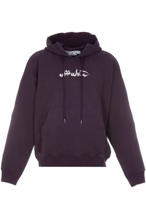 OFF-WHITE Gebroken witte verf Arrow-logo paarse skate fit hoodie