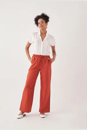 HERITA Broek met wijde pijpen en elastische taille