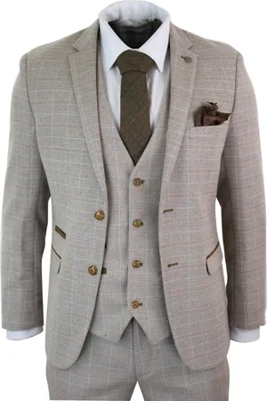 PAUL ANDREW Heren 3-delig tweed geruit vintage retro pak