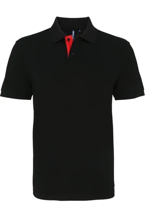 Asquith Heren Klassieke Pasvorm Contrast Poloshirt (Zwart / Rood)