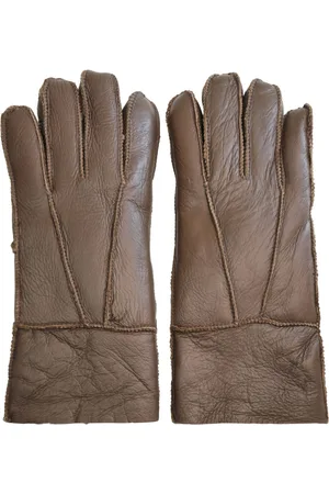 Infinity Unisex bruine schapenvacht leren handschoenen met oprolbare/neerwaartse manchetten