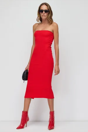 No Matter What Apparel Strapless Midi Jurk in Turkse Stof