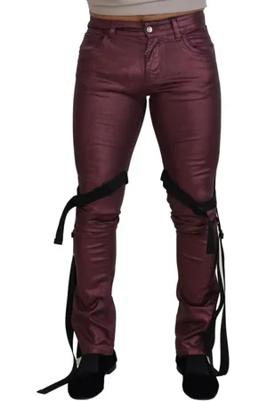 Dolce & Gabbana Prachtige Magenta Katoenen Casual Harnas Denim Jeans