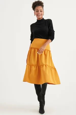 HERITA Gele Relax Maxi A-Lijn Rok