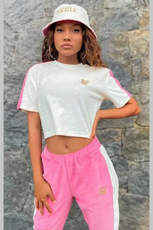 SikSilk Dames Velour Cropped T-shirt in