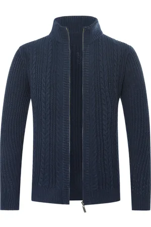 Allthemen Heren Vest met Rits Vest Grof Gebreid met Opstaande Kraag