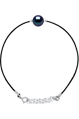 Diadema LOVE armband LINK zoetwaterparels Ronde 9-10 mm Black Tie Black Nylon 925