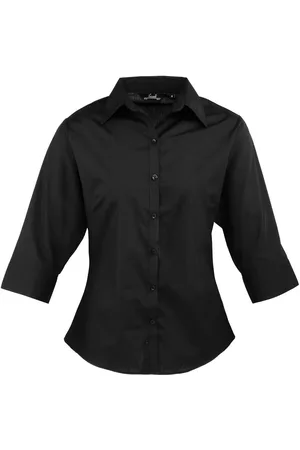 Premier Dames/Dames Poplin 3/4 Mouw Shirt