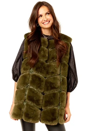 Gini London Box-cut giletjack van imitatiebont