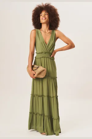 Gini London Gesmokte taille wrap gelaagde midi-jurk