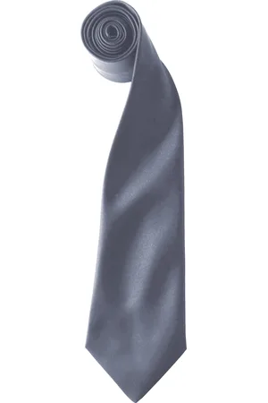 Premier Kleuren Heren Satin Clip Tie (Pakket van 2) (Staal)