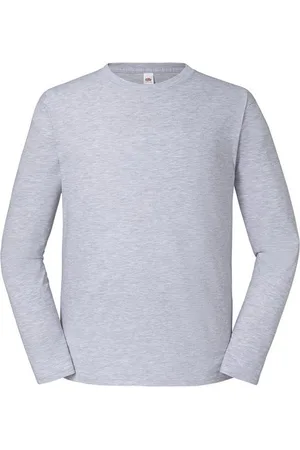 Fruit Of The Loom Heren Iconic 195 Premium Ringspun Cotton T-shirt met lange mouwen (Heide )