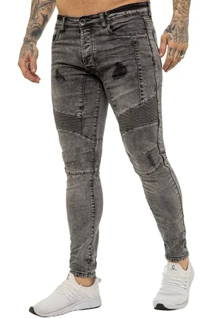 Enzo | Heren skinny stretch biker denim jeans - zuur