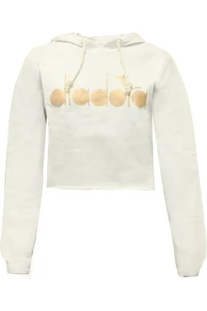 Diadora Cropped Witte Hoodie voor Vrouwen