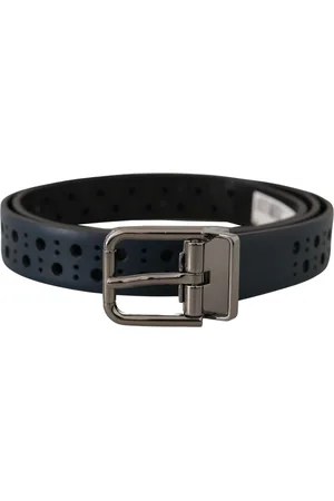 Dolce & Gabbana Geperforeerde Lederen Magere Metalen Gespriem