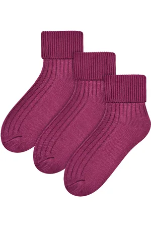 Steven 3 Paar Dames Wol Bed Sokken | Luxe Lichtgewicht Warme Lounge Sokken - Magenta