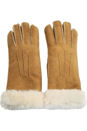 Infinity Dames Echte Bruine Schapenvacht Suède Handschoenen met Bont Manchet