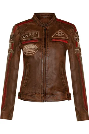Infinity Dames lederen biker racebadges jas-Agadir