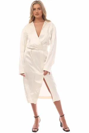 OFF-WHITE Dames Off White Duchesse Twist Lange Jurk in