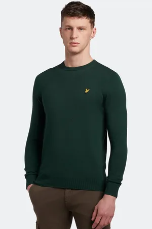 Lyle & Scott Katoenen merinotrui met ronde hals in groen