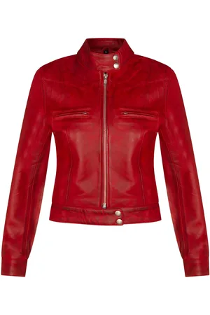 Infinity Dames effen leren motorbikerjack-Braga