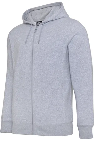 Umbro Childrens/Kids Club Vrijetijd Full Zip Drawstring Hoodie (Grijs gemêleerd/wit)