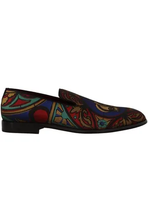 Dolce & Gabbana Prachtige Jacquard Crown Slippers Loafers Schoenen