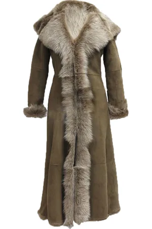 Infinity Dames suède Toscana schapenvacht trenchcoat met capuchon-Rushden