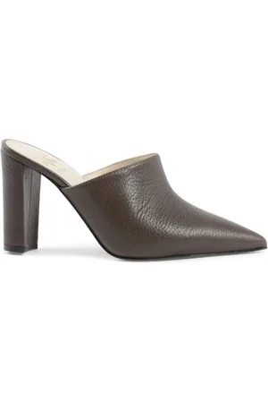 VERSACE V Italia Dames Mule Sandaal Donkerbruin LEYA90 Crazy Grain Argilla