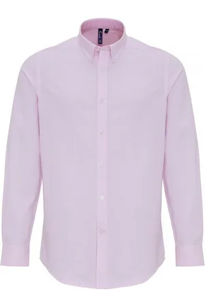 Premier Heren Katoen Rijke Oxford Stripe Shirt (Wit/Roze)