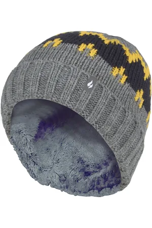 Heat Holders Geribbelde zachte muts met pom-pom voor jongens - Pebble Melange / / marine