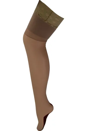 Sock Snob Hoog getailleerde doorschijnende panty voor dames glanzend - Naakt / Zwart