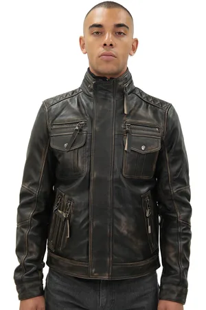 Infinity Leren retro bikerjack voor heren, Toronto