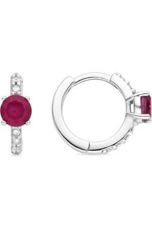 Luxenter 925 Sterling zilveren Fuchsia Doublet gerhodineerd oorbellen - Saneu