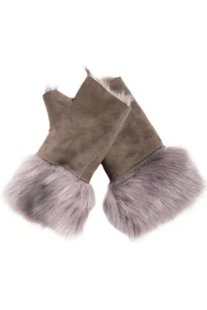 Infinity Womens Shearling Wanten Vingerloze manchetten Toscana Suède Schapenvacht Bont