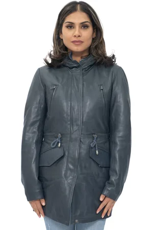 Infinity Dames leren parka jas met capuchon-Boekarest