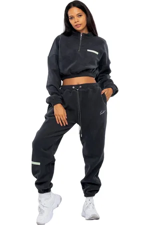 Tom Barron Dames Casual Cropped Fleece Stijlvol Oversized Trainingspak