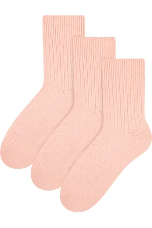 Steven 3 Paar Multipack Dames Wol Gebreide Sokken | Warme Kousen Jurk Sokken - Lichtroze