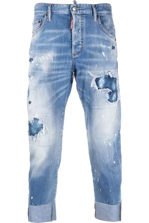 Dsquared2 Distressed Ripped Jeans in Lichtblauw